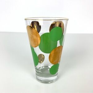 Russel Wright Eclipse Polka Dot Gold Green Highball Tumbler Vtg MCM Groovy